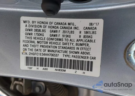 2017 Honda Civic Si from USA, damaged, VIN 2HGFC1E54HH706537